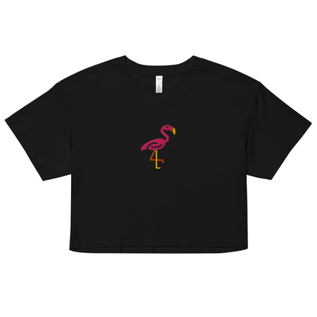Pink Flamingo (Embroidered) (Crop Top)-Crop Top-Swish Embassy
