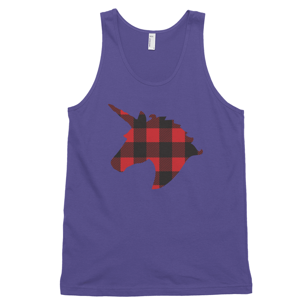 Plaid Unicorn (Tank Top)-Christmas Tank Tops-Swish Embassy