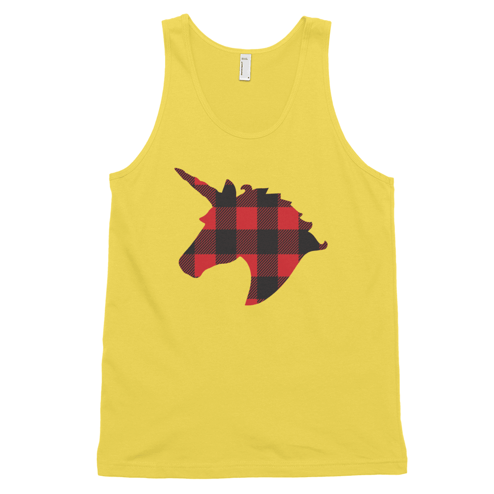 Plaid Unicorn (Tank Top)-Christmas Tank Tops-Swish Embassy