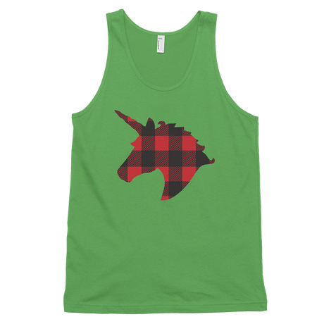 Plaid Unicorn (Tank Top)-Christmas Tank Tops-Swish Embassy