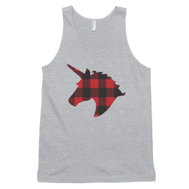 Plaid Unicorn (Tank Top)-Christmas Tank Tops-Swish Embassy