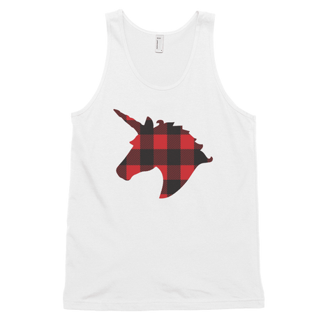 Plaid Unicorn (Tank Top)-Christmas Tank Tops-Swish Embassy
