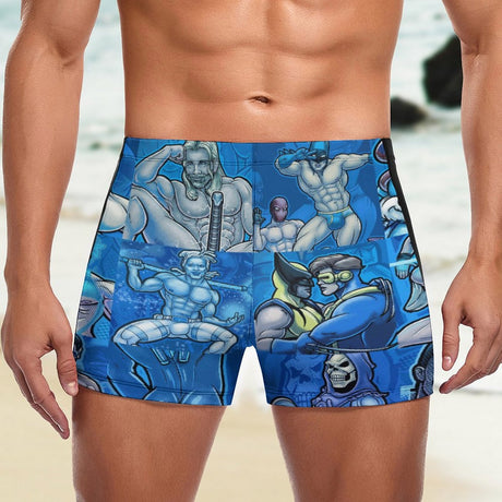 Pop Boys Blue (Square Cut Trunks)-Square Cut Trunks-Swish Embassy