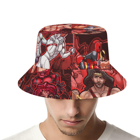 Pop Boys Red (Allover Bucket Hat)-Allover Bucket Hat-Swish Embassy
