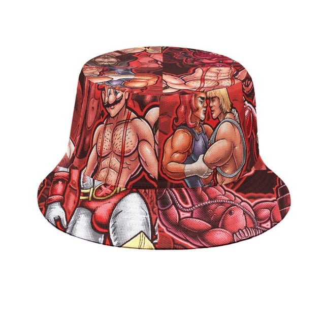 Pop Boys Red (Allover Bucket Hat)-Allover Bucket Hat-Swish Embassy