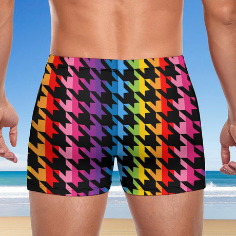 Pride Houndstooth (Square Cut Trunks)-Square Cut Trunks-Swish Embassy