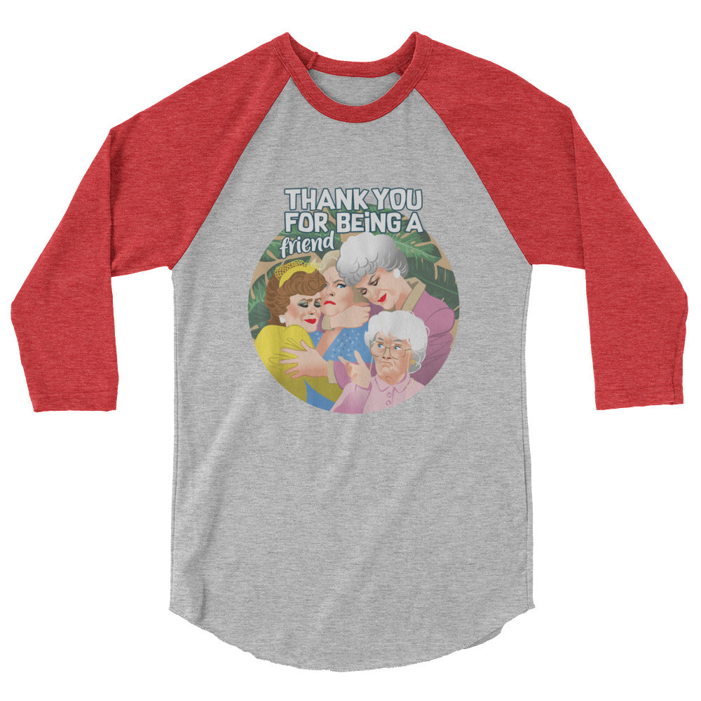 Thank You for Being a Friend (Raglan) - Heather Grey/Heather Red