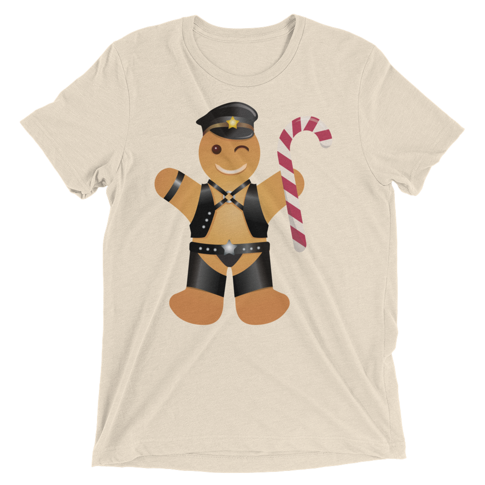 Gingerbread Leather Man (Retail Triblend)-Triblend T-Shirt-Swish Embassy