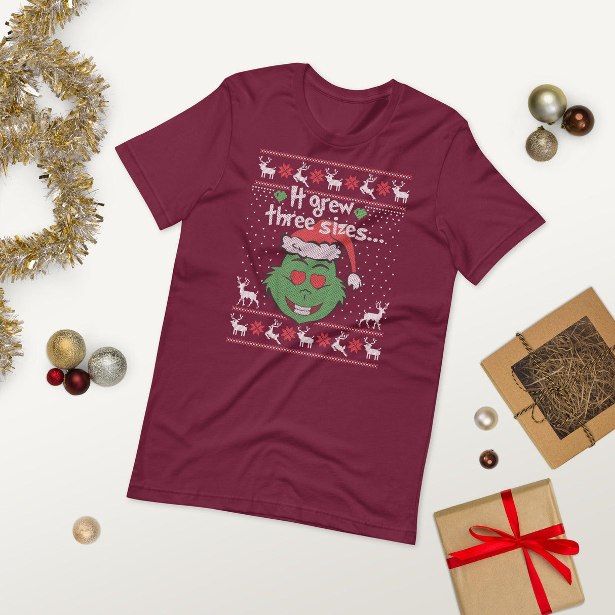 It Grew 3 Sizes (Ugly Christmas)-T-Shirts-Swish Embassy