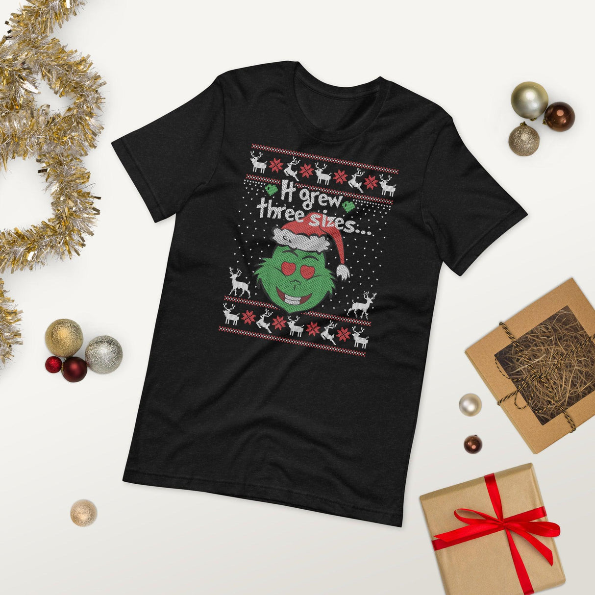It Grew 3 Sizes (Ugly Christmas)-T-Shirts-Swish Embassy