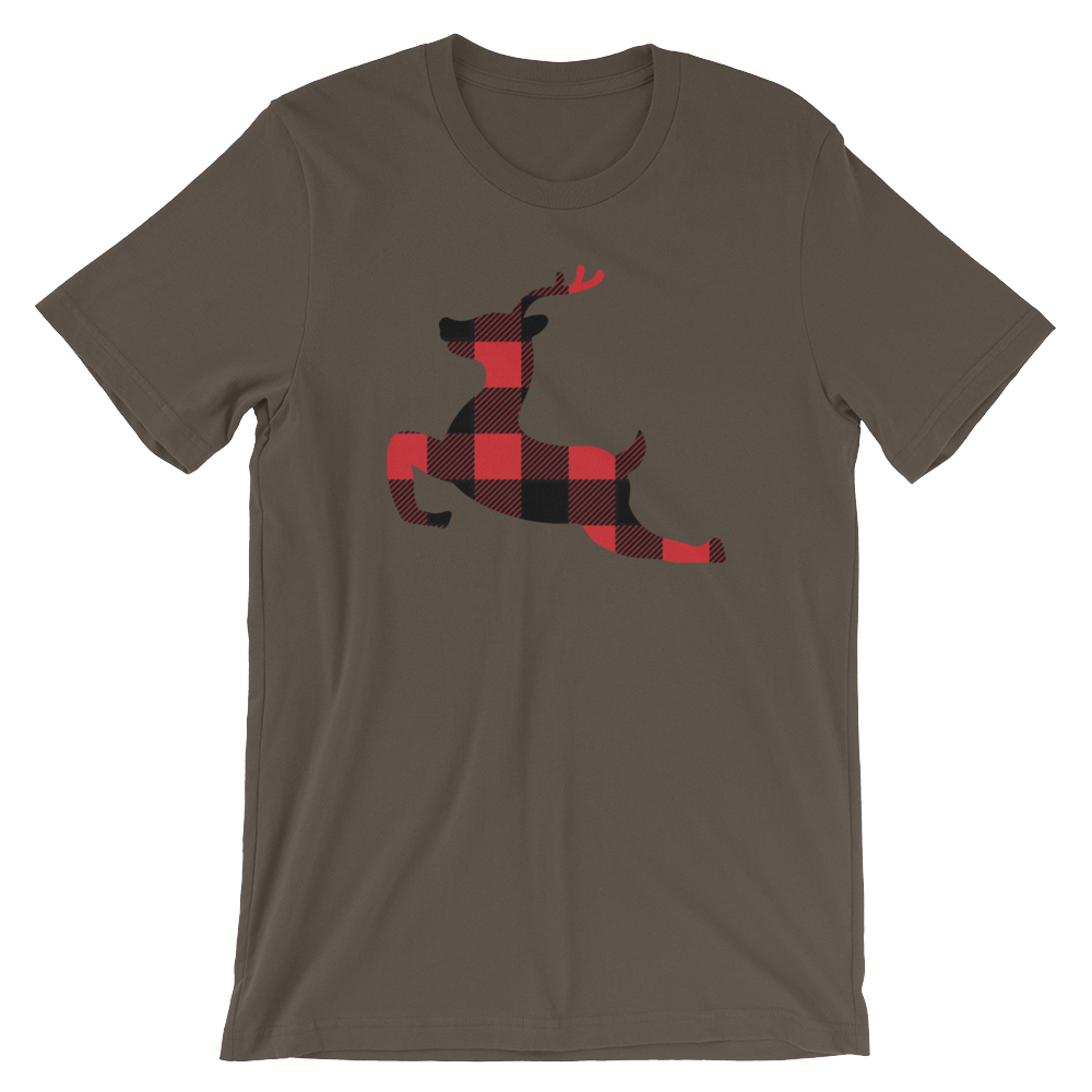 Plaid Reindeer-Christmas T-Shirts-Swish Embassy