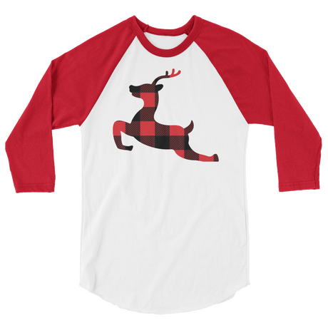 Plaid Reindeer (Raglan)-Raglan-Swish Embassy