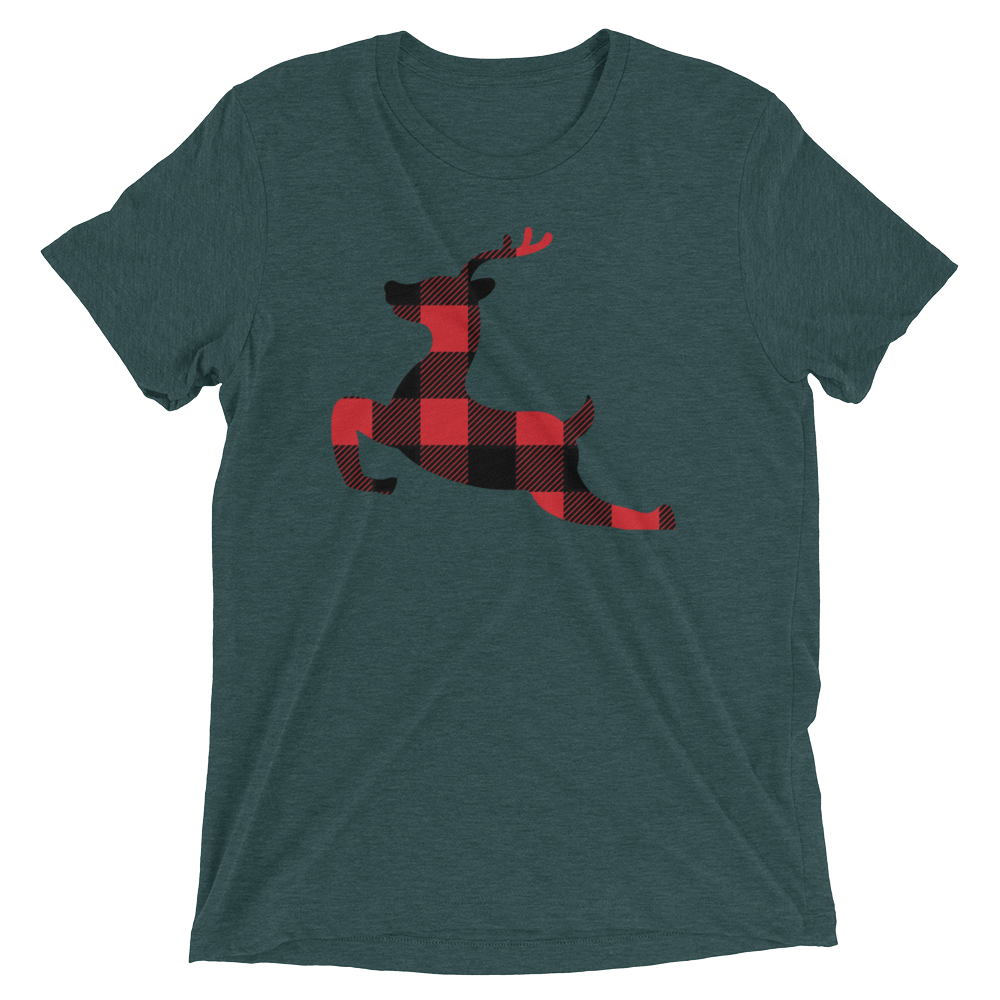 Plaid Reindeer (Retail Triblend)-Triblend T-Shirt-Swish Embassy