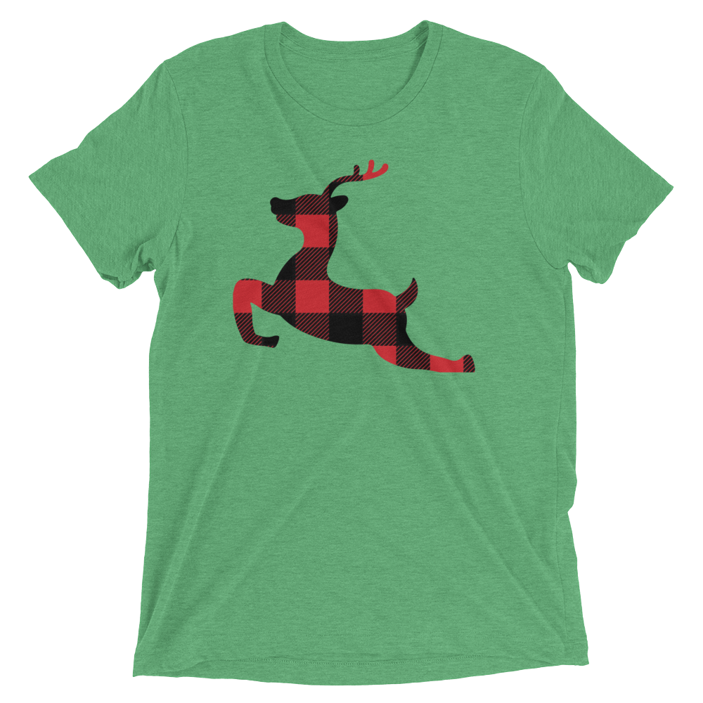 Plaid Reindeer (Retail Triblend)-Triblend T-Shirt-Swish Embassy