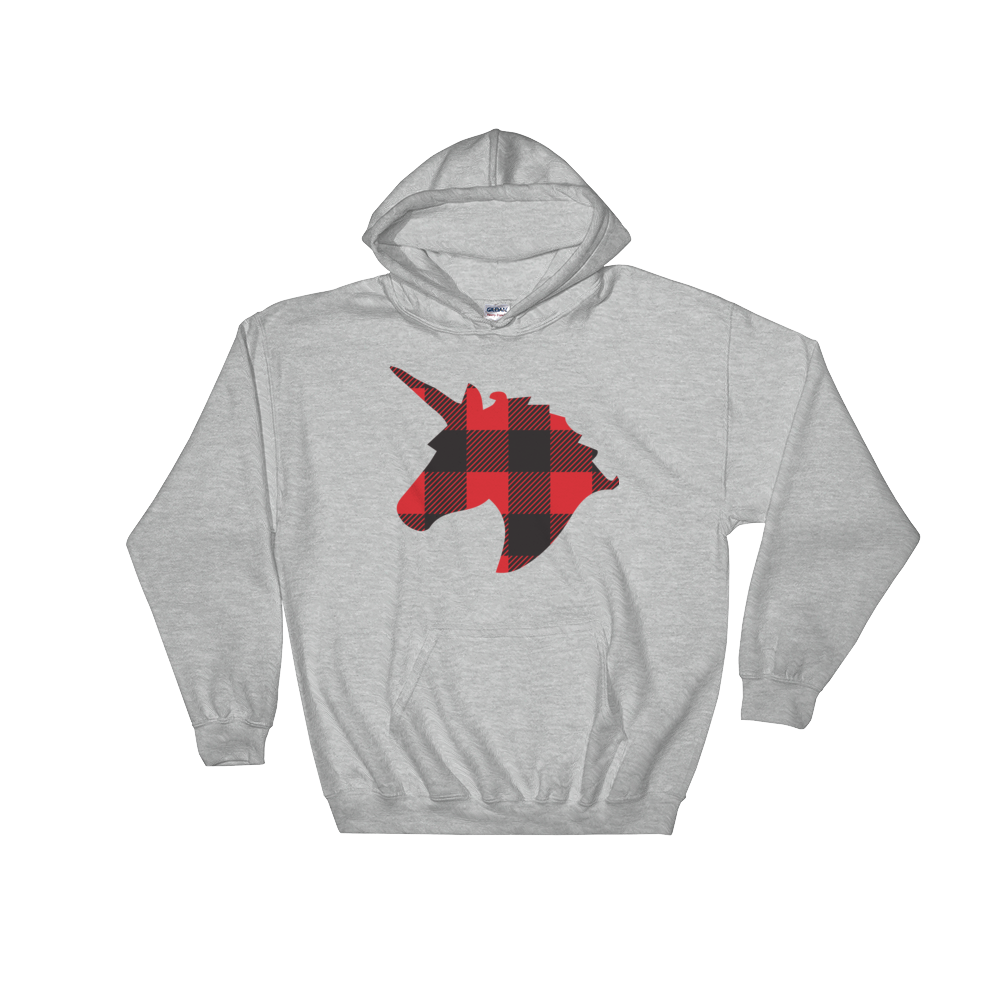 Plaid Unicorn (Hoodie)-Christmas Hoodies-Swish Embassy