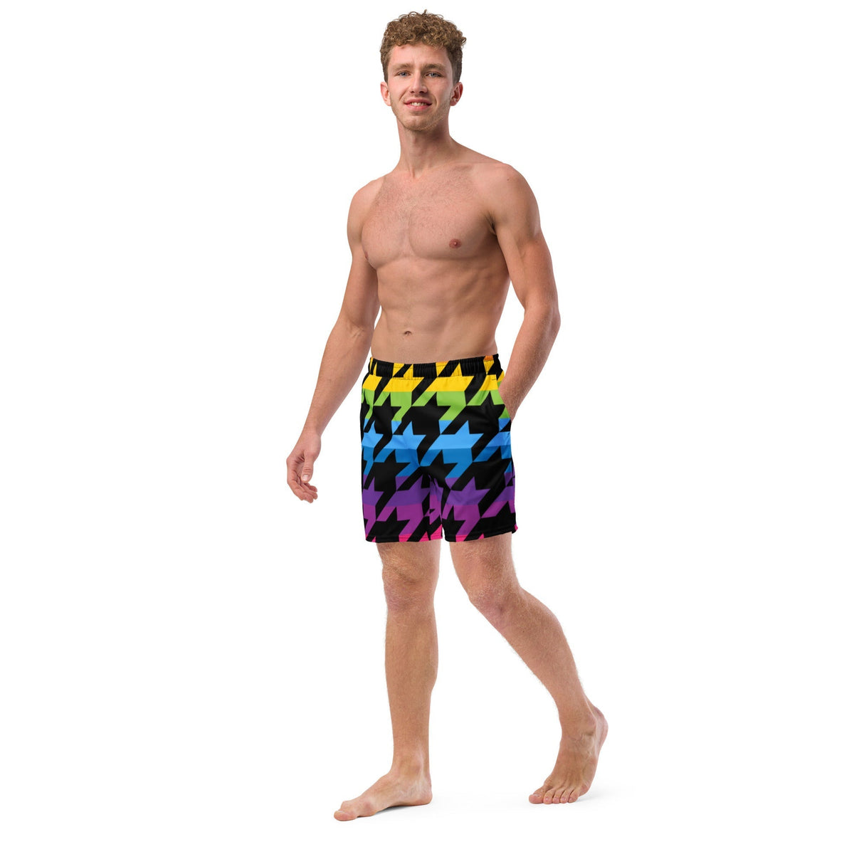 Pride Houndstooth (Swim Trunks)-Swim Trunks-Swish Embassy